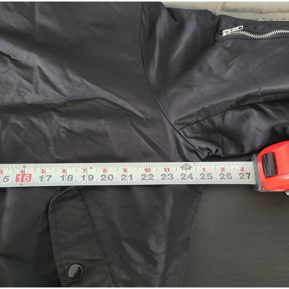 Vintage Pop England Black Bomber Jacket Mens Large Orange Lining - Picture 9 of 11